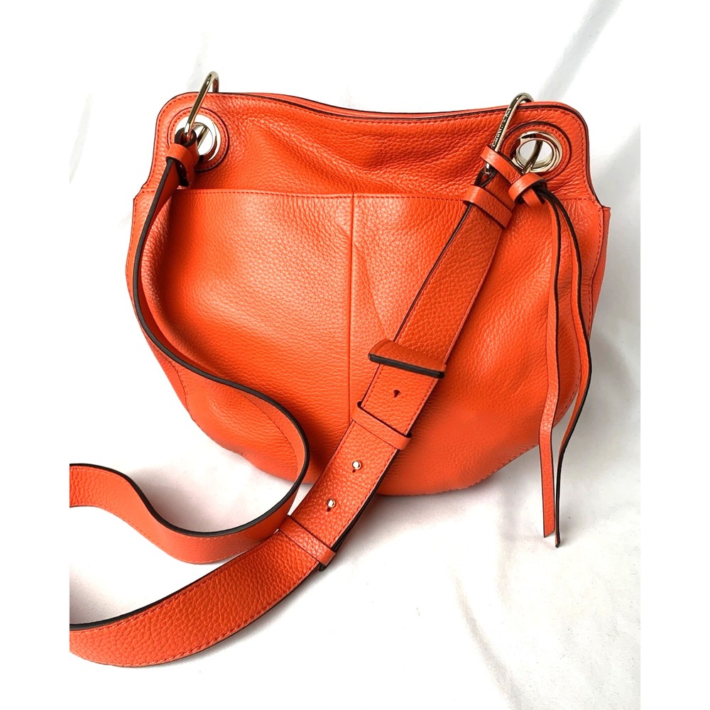 Vince Camuto Leather Hobo Bag "Faria" Fire Opal Orange